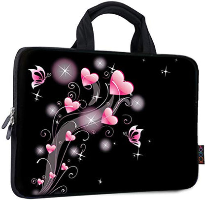 iColor 14 15 15.4 15.6 inch Laptop Bag Case Handle chromebook case Sleeve Computer Protect Case Pouch Holder Notebook Sleeve Neoprene Chromebook Cover Soft Carring Travel Case Pink Heart ICB-19 - color: ICB-19
