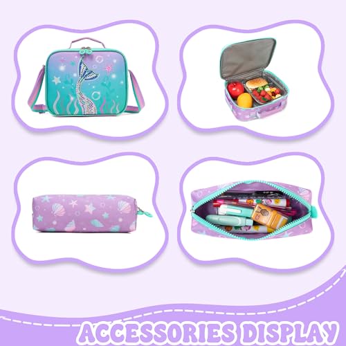 Mermaid Rolling Backpack with Wheels for Girls School Rolling Backpack Kids Travel Luggage for Girls Ages 5-12 - color: A Blue Mermaid