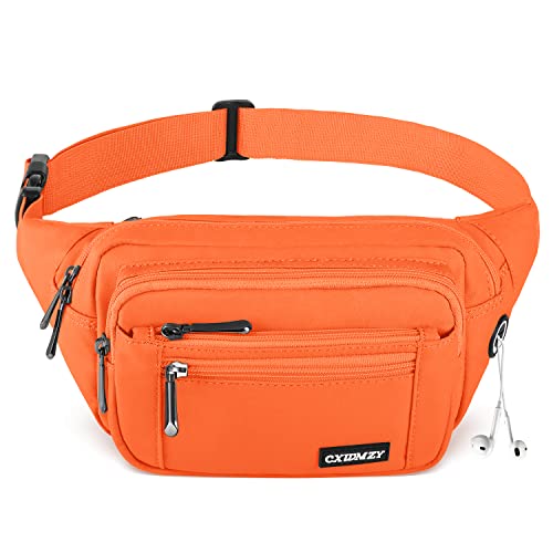 CXWMZY Fanny Packs For Women & Men Waist Pack Hip Bum Bag with Multi-Pockets Large Capacity Waterproof Casual Bum Bag for Disney Traveling Casual Cycling Running Hiking (Orange) - color: Orange