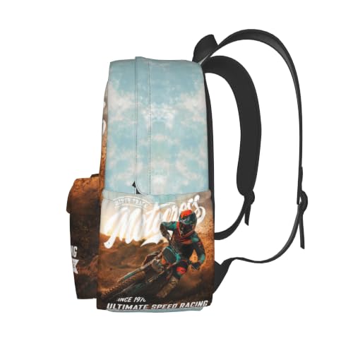 Dirt-Bike Backpack Motocross Motorcycle Vehicle School Bag Lightweight Bookbag Casual Daypack for Girls Boys Kids Women Men Travel Laptop 16 Inch - color: Motocross