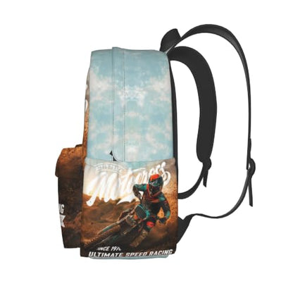 Dirt-Bike Backpack Motocross Motorcycle Vehicle School Bag Lightweight Bookbag Casual Daypack for Girls Boys Kids Women Men Travel Laptop 16 Inch - color: Motocross