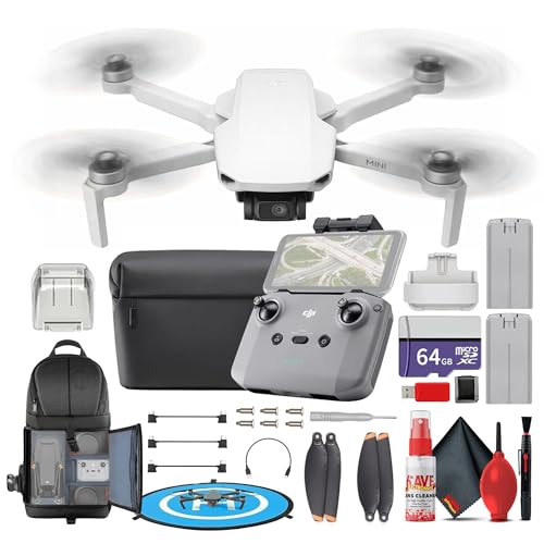 DJI Mini 4K Lightweight UHD Drone Combo| Extra Battery and Case| Under 249g | 12MP Camera, 3-Axis Gimbal, 31-Min Flight Time | For Beginners & Travel Photography + 64GB Card + Landing Pad +More - style: Mini 4K Dual Battery Bundle