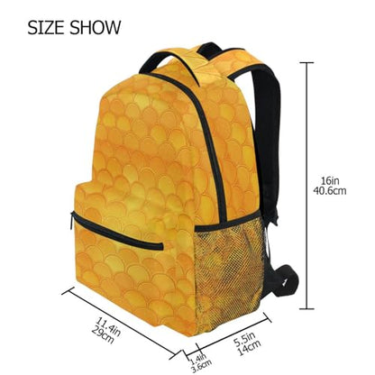 Laptop Backpack for Men Women Fashion Business Work Bag with Chest Strap Gift Men & Women Yellow Fish Scale Glittering - color: Multicolor05