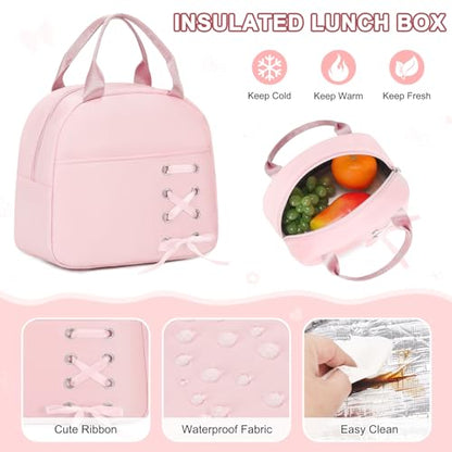 Scothen Backpacks for Girls, Girls Backpack with Lunch Box & Pencil Pouch for Teens Girl Kids Elementary Middle High School College Student Bookbag Daypack Laptop Travel Backpack for Women - color: Pink