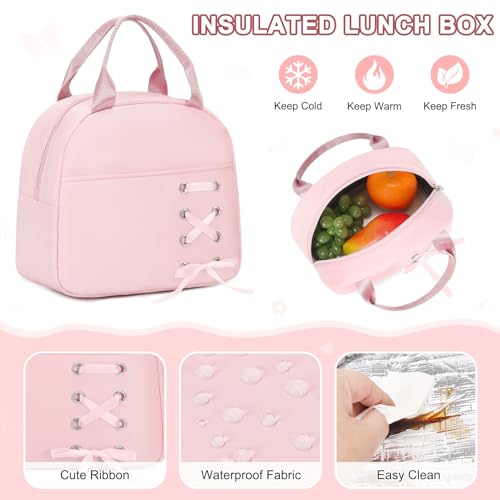 Scothen Backpacks for Girls, Girls Backpack with Lunch Box & Pencil Pouch for Teens Girl Kids Elementary Middle High School College Student Bookbag Daypack Laptop Travel Backpack for Women - color: Pink