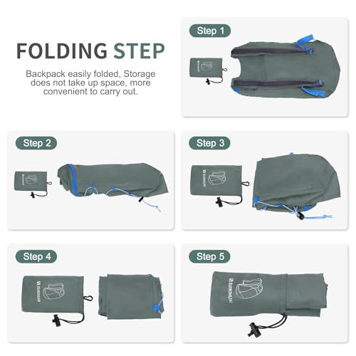 20L Small Hiking Backpack Lightweight Packable Daypack Gray - color: Gray