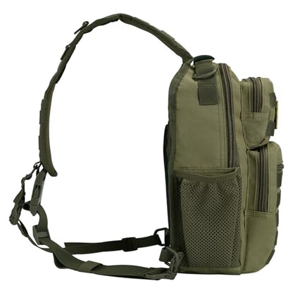 Rover Sling Pack Tactical Shoulder Sling Bag Backpack with Bottle Holder Crossbody Chest Bag, Olive - color: Olive