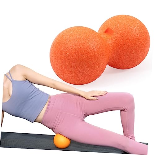 Deep Tissue Massage Ball Peanut Dual Mobility Massager for Muscle Relief and Trigger Point Therapy Orange Fitness Massage Tool for Neck Back Shoulders Feet Sciatica and Stress