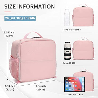 BAIGIO Camera Bag Insert Handbag Inner Case Large Capacity Small Camera Insert Bag Shockproof and Water-resistant DSLR SLR Foldable Protective Camera Organizer Cube Padded Camera Bag Pink - style: Pink Camera Bag Insert
