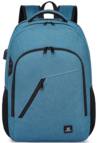 CAFELE Laptop Backpack 17.3 Inch Computer Backpack Daypack Water-Repellent Laptop Bag with USB Charging Port for Business/School/Travel/Women/Men (Lake blue, 17.3 Inches) - color: Lake Blue