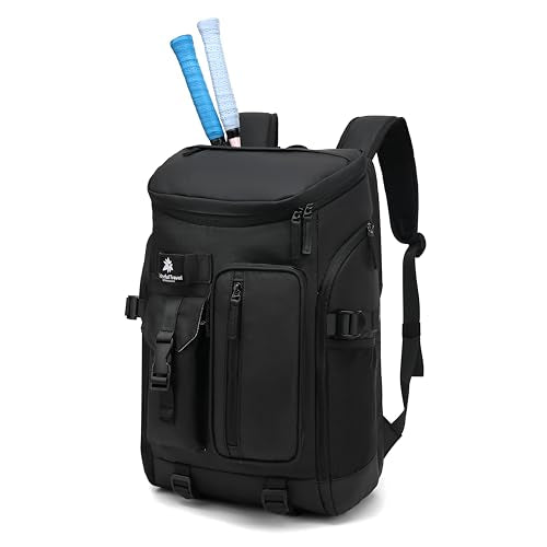 tennis mountain climbing travel backpack, independent shoe compartment for sports and fitness, waterproof 15.6-inch computer bag - color: Black