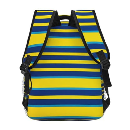 Travel Backpack Yellow and blue stripes Carry on Backpack Lightweight Business 15.6inch Laptop Backpack for Men Women - color: Yellow and Blue Stripes