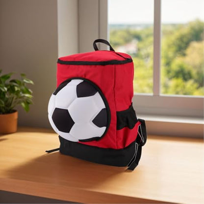 Soccer Backpack, Ball Compartment, Shoe Compartment, Fits Soccer Ball, Promotes Air Circulation and Comfort - color: Red With Black, size: Adult Size (Fits Size 7 Ball)