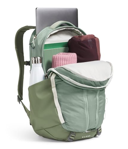 The North Face Women's Surge Commuter Laptop Backpack - Everyday Travel Bag, Laptop Sleeve, Water-Repellent, Slate Moss/Bark Mist, One Size - color: Slate Moss/Bark Mist