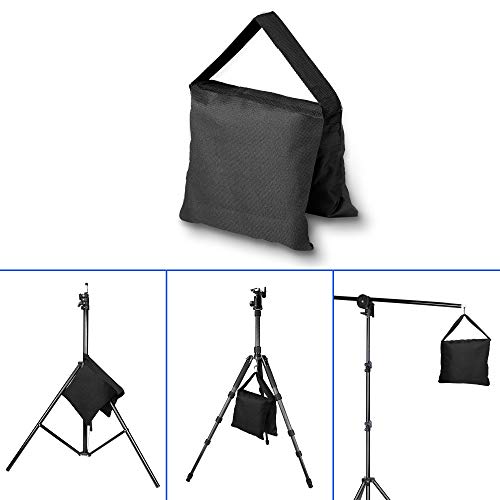 EMART Upgraded Heavy Duty Sandbag, Photo Video Studio Weight Bag Saddlebag Design for Photography Light Stand Tripod, Umbrella Base, Camping, Pop up Tent, Fishing Chair - 6 Pack - color: black, size: 6 Sandbags
