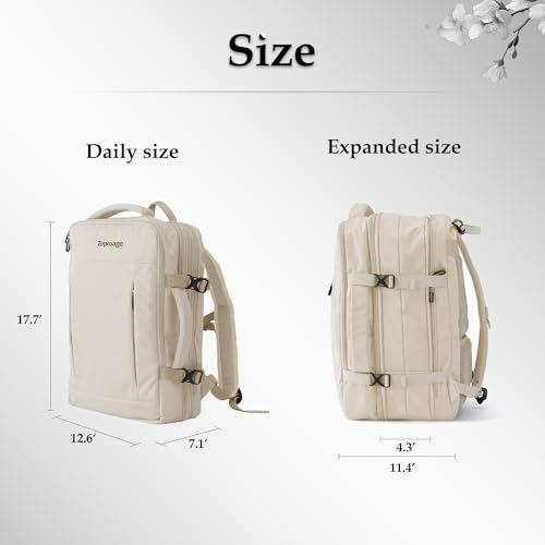 Travel Backpack, Expandable Large Capacity Business Work, Water Repellent Carry On Daypack with USB Charging Port, Fit 17 Inch Laptop, Bag for Men and Women, Beige - color: Beige