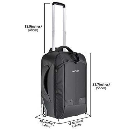 Neewer 2-in-1 Rolling Camera Bag Backpack Suitcase Style Convertible with Double Handle, Shockproof Trolley Case with Removable Padded for SLR/DSLR Cameras Tripod Lenses (Black/Red) - style: Nw3300-r