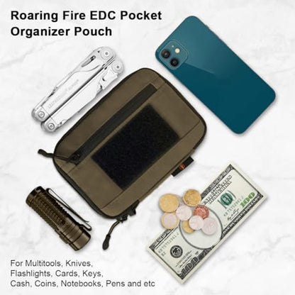ROARING FIRE Picofire Pro EDC Pouch Organizer - Small Tool Pouch for Electronics, Cables, Flashlights,Multitool - with YKK Zippers, Water-Resistant 500D Nylon, Pocket pouch for men - color: fde