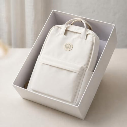 Minimalist Backpack for Women & Men, Lightweight Polyester Laptop Backpack 15 Inch, Casual Travel Daypack (White) - color: White