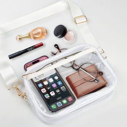 Clear Bag Stadium Approved, Clear Crossbody Bag Purses for women for Concert, Sports, Festivals - color: White