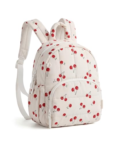 BAGSMART Mini Backpack for Women, Lightweight Puffer Small Backpack Purse, Quilted Casual Travel Daypack, Cute Water-Resistant Bookbag for Daily, Cherry - color: Cherry