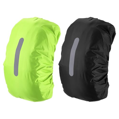 PATIKIL Waterproof Backpack Rain Cover, Non-Slip Backpack Cover with Vertical Reflective Strap Stay Dry - color: Black/Green, size: M(40-50L)