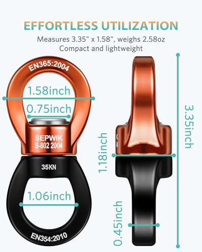 Swing Swivel, 35KN Swing Spinner, 360° Safety Rotational Device Hanging Accessory for Hanging Hammock, Web Tree Swing, Aerial Dance, Children's Swing - color: Orange Black