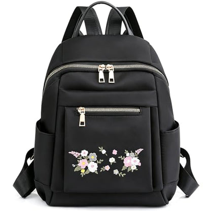 Travel Backpack Purse for Women Ladies Small Casual Daily Daypack, Water-Resistant Mini Fashion Cute Bookbag for Woman Lady, Lightweight Anti-theft Trendy Shoulder Handbag Satchel Bags, Black