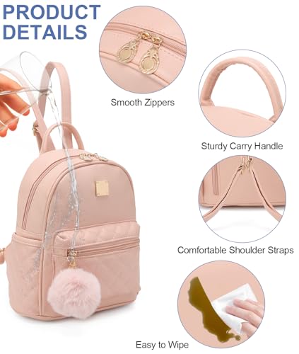 Girls Fashion Mini Backpack Purse Small Cute Plaid Leather Women Backpacks Little Bag (Pink) - color: Pink