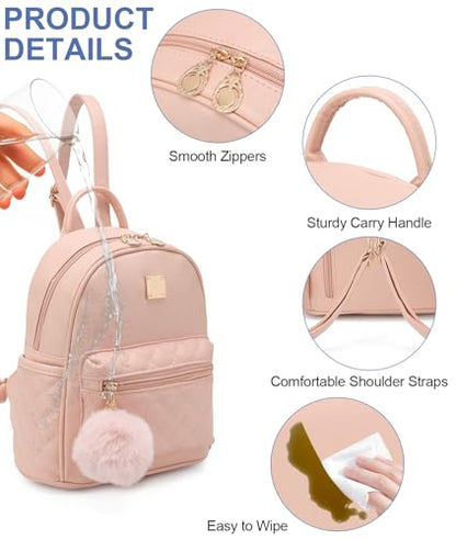Girls Fashion Mini Backpack Purse Small Cute Plaid Leather Women Backpacks Little Bag (Pink) - color: Pink