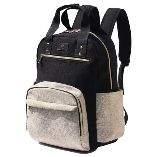 ESVAN Diaper Bag Backpack, Large Capacity Multifunction Baby Essentials Fashion Travel Pack Linen Canvas office Laptop Bag (Linen Beige) - color: Linen Beige
