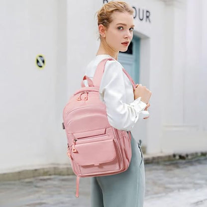 GAEKEAO Travel Backpack for Women Men,15.6 Inch Laptop Backpack Lightweight Casual Daypack Cute Bookbags for Work College Pink - color: A04 Pink