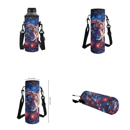 Aesthetic Tiger Backpack for Kids Girls Backpack with Lunch Box Water Bottle Carrier and Zipper Pencil Case 4PCS Set Bookbag with Front Pocket for School 17 inch Large Capacity School Bag - color: Aesthetic Tiger-2