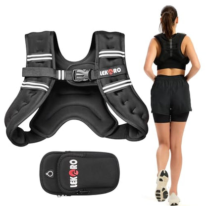 Weighted Vest for Men Women, No-Bounce 6LB 8LB 12LB 16LB 20LB 25LB 30LB Weights Vest with Adjustable Buckles & Reflective Stripes | Weight Vest for Walking Running Hiking Workout - color: 6lbs