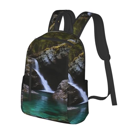 Travel Backpack for Women Men Clear Small Waterfall Daypack 15 inch Lightweight Computer Bag Casual Back Pack - color: Clear Small Waterfall