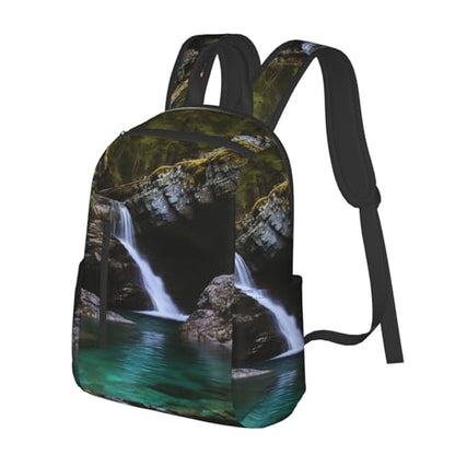 Travel Backpack for Women Men Clear Small Waterfall Daypack 15 inch Lightweight Computer Bag Casual Back Pack - color: Clear Small Waterfall