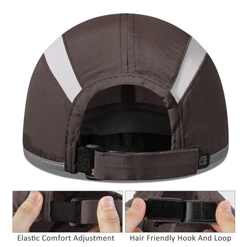 GADIEMKENSD Reflective Folding Outdoor Hat Unstructured Design UPF 50+ Sun Protection Sport Hats for Womens and Mens - color: Coffee Brown