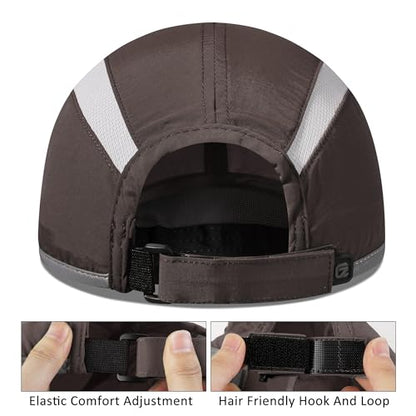 GADIEMKENSD Reflective Folding Outdoor Hat Unstructured Design UPF 50+ Sun Protection Sport Hats for Womens and Mens - color: Coffee Brown