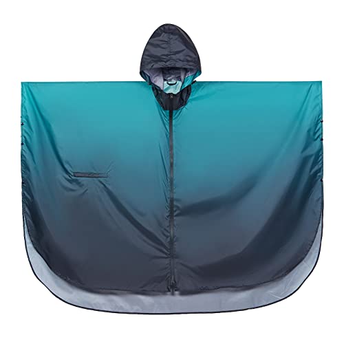 SaphiRose Unisex Rain Poncho Waterproof Raincoat Hooded for Adults Women with Pockets - color: Gradient Teal