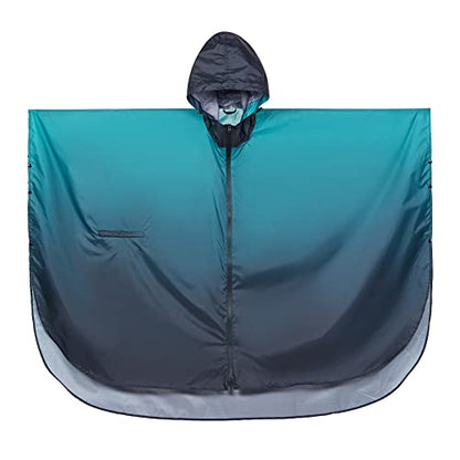 SaphiRose Unisex Rain Poncho Waterproof Raincoat Hooded for Adults Women with Pockets - color: Gradient Teal