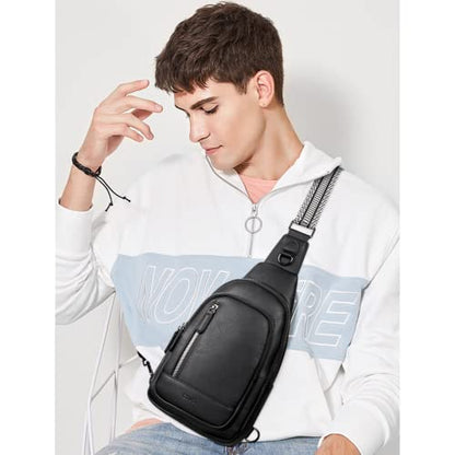 CLUCI Crossbody Bags for Women Men,Leather Sling Bag Cross Body Backpack for Woman Gifts for Women Birthday Unique - color: 0-2 Black