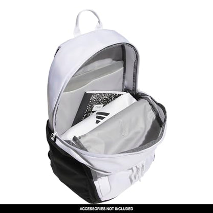 adidas Amplifier Backpack for Laptop, School and Gym, 28L, White/Black/Regular, OSFA - color: White/Black/Regular