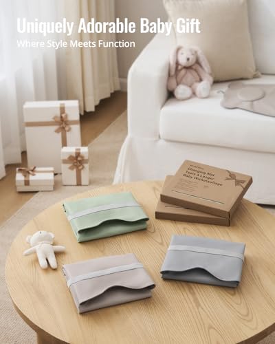 Blissful Diary Vegan Leather Portable Changing Pad, Wipeable & Waterproof Baby Change Mat，Diaper Bag, Travel Essential & Registry Gift, Light Green - color: Light Green