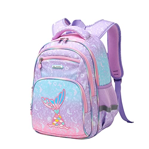 Cusangel Backpack for Girls Boys School Bookbags Kindergarten Elementary Lightweight Waterproof Multifunctional Large Capacity for Backpack (16 inch Fun Prints) - color: Sea Mermaid 16in