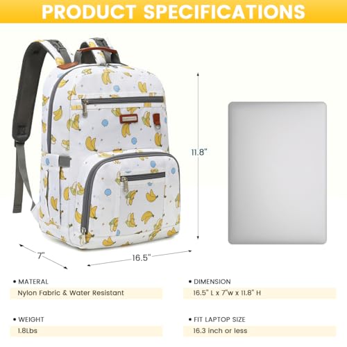 Diaper Bag Backpack, Large Baby Nappy Bags with Portable Changing Pad for Boys and GirlsMultifunction Travel Baby Bag for Moms Dads, Shower Gifts Waterproof and Stylish - color: Banana Party Beige
