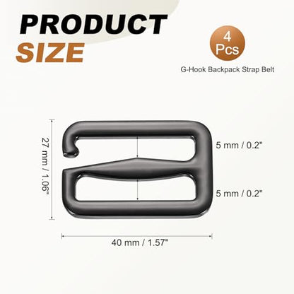 PATIKIL G-Hook Wave Buckles, Metal Adjustable Tri-Glide Slides Backpack Strap Belt Hooks - color: Gun Black, size: 27 x 28 mm