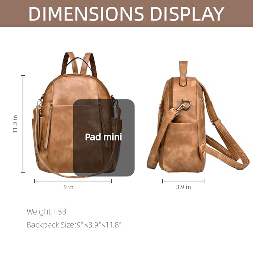 Small Backpack for Women Designer Leather Mini Backpack Purse Ladies Fashion Roomy Shoulder Handbag (Apricot) - color: Apricot