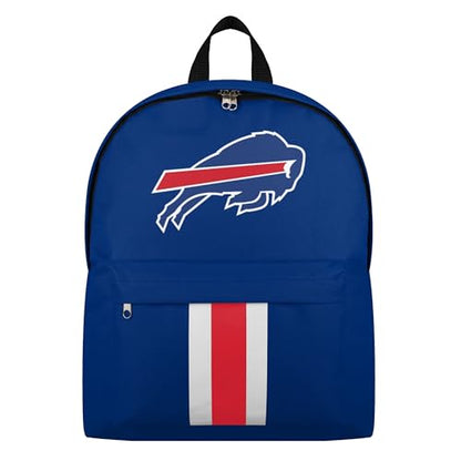 FOCO NFL Officially Licensed Team Color Primary Logo Solid Stripe Football School Bag Travel Backpack - Buffalo Bills - Blue - color: Buffalo Bills