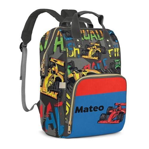 Customized Diaper Bag Customized Diaper Backpack Nappy Backpack Personalized Diaper Bags Boys Multifunction Shoulders Bag Nursing Bags, Colorful Road Car - color: Colorful Road Car