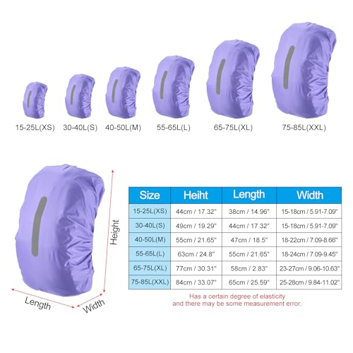 PATIKIL Waterproof Backpack Rain Cover, Non-Slip Backpack Cover with Vertical Reflective Strap Stay Dry for Hiking, Camping, Hunting - color: Purple, size: Medium
